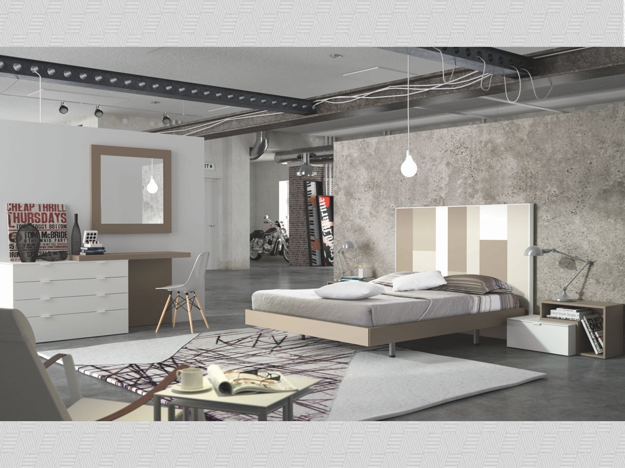 Dormitorio matrimonio canela, taupe, arena y blanco mate N15 de Tegar Mobel