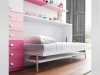 Habitación juvenil cama abatible blanco , rosa y fucsia con tirador uñero