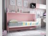 Habitación juvenil cama abatible rosa y blanco con tirador box