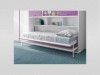 Habitación juvenil cama abatible fresno , mora y violeta tirador uñero