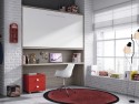Habitación juvenil cama abatible acero , rojo y blanco con tirador uñero