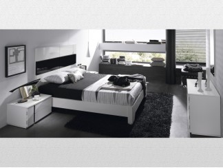 Dormitorio matrimonio Blanco - blanco lacado - negro lacado