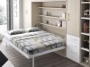 Habitación cama abatible de 150cm abierta roble y blanco con tirador asa