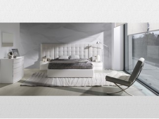 Catálogo de muebles – Glicerio Chaves – Dormitorio matrimonio Blanco - blanco lacado - tapizado blanco