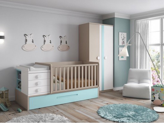 Dormitorio infantil conbertible a juvenil Blanco - lago - tierra