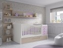 Dormitorio infantil convertible a juvenil Blanco - violeta - tierra