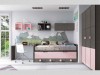 Habitación juvenil en novotex aluminio, rosa y tirador redondo